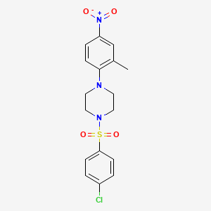 molecular formula C17H18ClN3O4S B4211721 1-[(4-chlorophenyl)sulfonyl]-4-(2-methyl-4-nitrophenyl)piperazine 