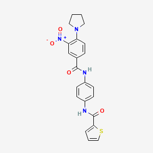 molecular formula C22H20N4O4S B4211780 N-(4-{[3-nitro-4-(1-pyrrolidinyl)benzoyl]amino}phenyl)-2-thiophenecarboxamide 