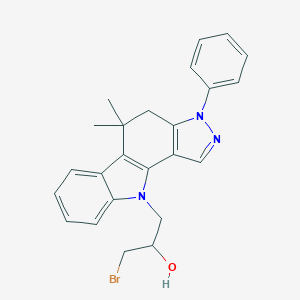 molecular formula C24H24BrN3O B421180 1-溴-3-(5,5-二甲基-3-苯基-4H-吡唑并[4,3-a]咔唑-10-基)-2-丙醇 CAS No. 352552-75-1