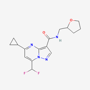 molecular formula C16H18F2N4O2 B4211811 5-cyclopropyl-7-(difluoromethyl)-N-(tetrahydro-2-furanylmethyl)pyrazolo[1,5-a]pyrimidine-3-carboxamide 