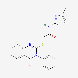 molecular formula C20H16N4O2S2 B4211818 N-(4-methyl-1,3-thiazol-2-yl)-2-[(4-oxo-3-phenyl-3,4-dihydro-2-quinazolinyl)thio]acetamide 