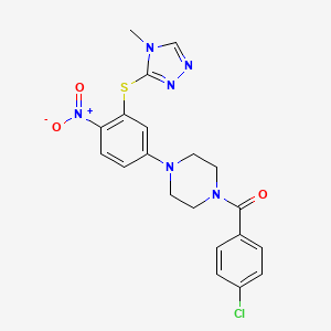 molecular formula C20H19ClN6O3S B4211826 1-(4-chlorobenzoyl)-4-{3-[(4-methyl-4H-1,2,4-triazol-3-yl)thio]-4-nitrophenyl}piperazine 