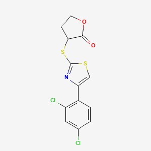 molecular formula C13H9Cl2NO2S2 B4211835 3-{[4-(2,4-dichlorophenyl)-1,3-thiazol-2-yl]sulfanyl}dihydrofuran-2(3H)-one 