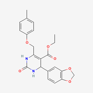 molecular formula C22H22N2O6 B4211839 ethyl 4-(1,3-benzodioxol-5-yl)-6-[(4-methylphenoxy)methyl]-2-oxo-1,2,3,4-tetrahydro-5-pyrimidinecarboxylate 