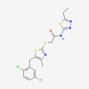 molecular formula C17H16Cl2N4OS3 B4211882 2-{[5-(2,5-dichlorobenzyl)-4-methyl-1,3-thiazol-2-yl]thio}-N-(5-ethyl-1,3,4-thiadiazol-2-yl)acetamide 