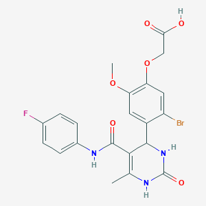 molecular formula C21H19BrFN3O6 B4211894 [5-bromo-4-(5-{[(4-fluorophenyl)amino]carbonyl}-6-methyl-2-oxo-1,2,3,4-tetrahydro-4-pyrimidinyl)-2-methoxyphenoxy]acetic acid 