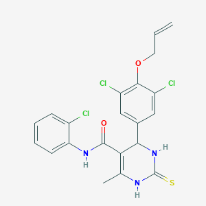 molecular formula C21H18Cl3N3O2S B4211911 N-(2-chlorophenyl)-4-(3,5-dichloro-4-prop-2-enoxyphenyl)-6-methyl-2-sulfanylidene-3,4-dihydro-1H-pyrimidine-5-carboxamide 