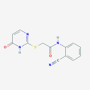 molecular formula C13H10N4O2S B4211912 N-(2-cyanophenyl)-2-[(4-oxo-1,4-dihydro-2-pyrimidinyl)thio]acetamide 