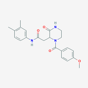 molecular formula C22H25N3O4 B4211930 N-(3,4-dimethylphenyl)-2-[1-(4-methoxybenzoyl)-3-oxopiperazin-2-yl]acetamide 