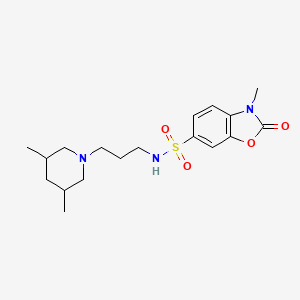 molecular formula C18H27N3O4S B4211949 N-[3-(3,5-dimethyl-1-piperidinyl)propyl]-3-methyl-2-oxo-2,3-dihydro-1,3-benzoxazole-6-sulfonamide 