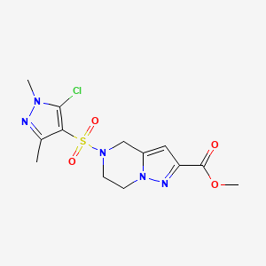 methyl 5-[(5-chloro-1,3-dimethyl-1H-pyrazol-4-yl)sulfonyl]-4,5,6,7-tetrahydropyrazolo[1,5-a]pyrazine-2-carboxylate