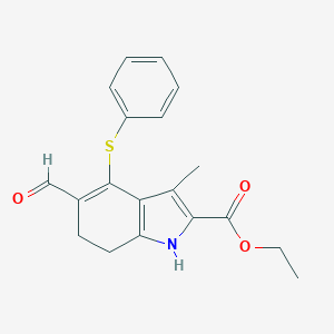 molecular formula C19H19NO3S B421201 5-甲酰基-3-甲基-4-(苯硫基)-6,7-二氢-1H-吲哚-2-羧酸乙酯 CAS No. 297763-79-2