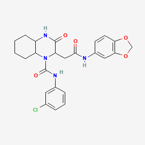 molecular formula C24H25ClN4O5 B4212033 2-[2-(1,3-benzodioxol-5-ylamino)-2-oxoethyl]-N-(3-chlorophenyl)-3-oxooctahydroquinoxaline-1(2H)-carboxamide 