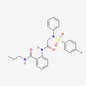 molecular formula C24H24FN3O4S B4212079 2-({N-[(4-fluorophenyl)sulfonyl]-N-phenylglycyl}amino)-N-propylbenzamide 