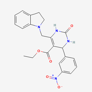 molecular formula C22H22N4O5 B4212080 ethyl 6-(2,3-dihydro-1H-indol-1-ylmethyl)-4-(3-nitrophenyl)-2-oxo-1,2,3,4-tetrahydro-5-pyrimidinecarboxylate 