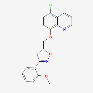 molecular formula C20H17ClN2O3 B4212103 5-{[(5-CHLORO-8-QUINOLYL)OXY]METHYL}-3-(2-METHOXYPHENYL)-4,5-DIHYDROISOXAZOLE 