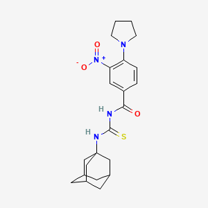 molecular formula C22H28N4O3S B4212111 N-[(1-adamantylamino)carbonothioyl]-3-nitro-4-(1-pyrrolidinyl)benzamide 