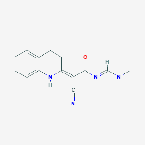 molecular formula C15H16N4O B421213 2-cyano-2-(3,4-dihydro-2(1H)-quinolinylidene)-N-[(dimethylamino)methylene]acetamide 