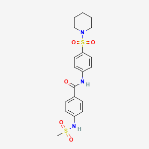 molecular formula C19H23N3O5S2 B4212136 4-[(methylsulfonyl)amino]-N-[4-(1-piperidinylsulfonyl)phenyl]benzamide 