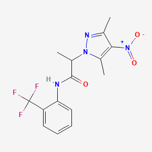 molecular formula C15H15F3N4O3 B4212289 2-(3,5-dimethyl-4-nitropyrazol-1-yl)-N-[2-(trifluoromethyl)phenyl]propanamide 