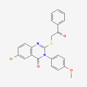 molecular formula C23H17BrN2O3S B4212320 6-bromo-3-(4-methoxyphenyl)-2-[(2-oxo-2-phenylethyl)thio]-4(3H)-quinazolinone 