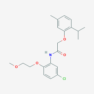 molecular formula C21H26ClNO4 B4212328 N-[5-chloro-2-(2-methoxyethoxy)phenyl]-2-(2-isopropyl-5-methylphenoxy)acetamide 