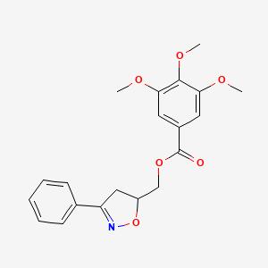 molecular formula C20H21NO6 B4212334 (3-Phenyl-4,5-dihydro-1,2-oxazol-5-yl)methyl 3,4,5-trimethoxybenzoate 