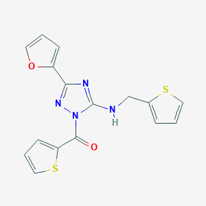 3-(Furan-2-YL)-N-[(thiophen-2-YL)methyl]-1-(thiophene-2-carbonyl)-1H-1,2,4-triazol-5-amine