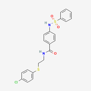 molecular formula C21H19ClN2O3S2 B4212364 N-{2-[(4-chlorophenyl)thio]ethyl}-4-[(phenylsulfonyl)amino]benzamide 