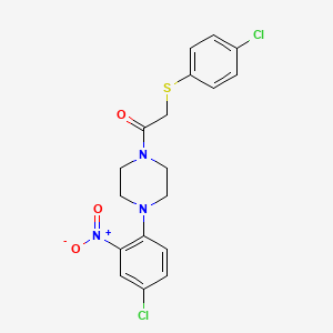 molecular formula C18H17Cl2N3O3S B4212385 1-(4-chloro-2-nitrophenyl)-4-{[(4-chlorophenyl)thio]acetyl}piperazine 