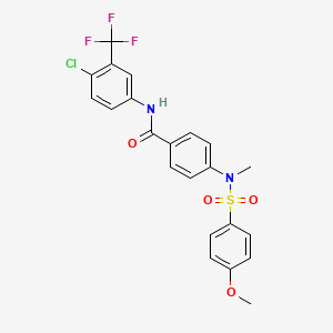 molecular formula C22H18ClF3N2O4S B4212390 N-[4-chloro-3-(trifluoromethyl)phenyl]-4-[[(4-methoxyphenyl)sulfonyl](methyl)amino]benzamide 