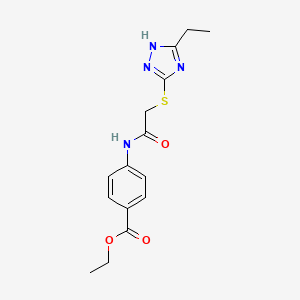 molecular formula C15H18N4O3S B4212419 ethyl 4-({[(5-ethyl-4H-1,2,4-triazol-3-yl)thio]acetyl}amino)benzoate 