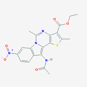 molecular formula C20H18N4O5S B421243 Ethyl 11-(acetylamino)-8-nitro-2,5-dimethylthieno[3',2':4,5]pyrimido[1,6-a]indole-3-carboxylate 