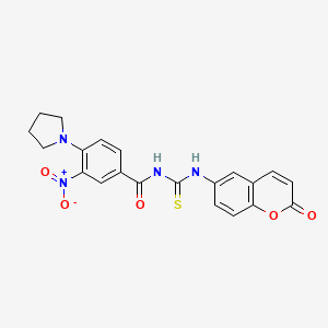 molecular formula C21H18N4O5S B4212438 3-nitro-N-{[(2-oxo-2H-chromen-6-yl)amino]carbonothioyl}-4-(1-pyrrolidinyl)benzamide 