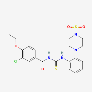 molecular formula C21H25ClN4O4S2 B4212462 3-chloro-4-ethoxy-N-[({2-[4-(methylsulfonyl)-1-piperazinyl]phenyl}amino)carbonothioyl]benzamide 