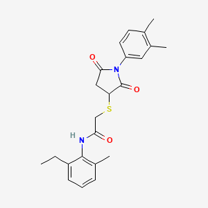 molecular formula C23H26N2O3S B4212515 2-[1-(3,4-dimethylphenyl)-2,5-dioxopyrrolidin-3-yl]sulfanyl-N-(2-ethyl-6-methylphenyl)acetamide 