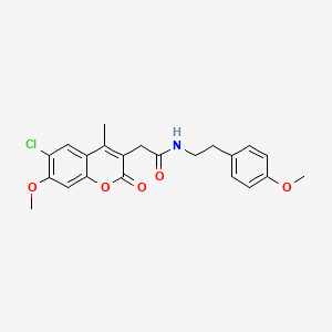 molecular formula C22H22ClNO5 B4212543 2-(6-chloro-7-methoxy-4-methyl-2-oxo-2H-chromen-3-yl)-N-[2-(4-methoxyphenyl)ethyl]acetamide 