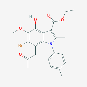 ethyl 6-bromo-4-hydroxy-5-methoxy-2-methyl-1-(4-methylphenyl)-7-(2-oxopropyl)-1H-indole-3-carboxylate