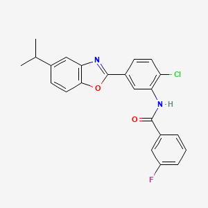 molecular formula C23H18ClFN2O2 B4212621 N-{2-chloro-5-[5-(propan-2-yl)-1,3-benzoxazol-2-yl]phenyl}-3-fluorobenzamide 