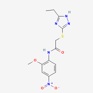 molecular formula C13H15N5O4S B4212639 2-[(5-ethyl-4H-1,2,4-triazol-3-yl)thio]-N-(2-methoxy-4-nitrophenyl)acetamide 