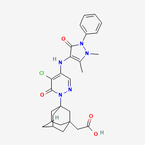 molecular formula C27H30ClN5O4 B4212686 2-(3-{5-Chloro-4-[(1,5-dimethyl-3-oxo-2-phenyl-2,3-dihydro-1H-pyrazol-4-YL)amino]-6-oxo-1,6-dihydropyridazin-1-YL}adamantan-1-YL)acetic acid 