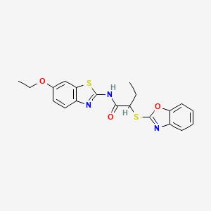 molecular formula C20H19N3O3S2 B4212687 2-(1,3-benzoxazol-2-ylsulfanyl)-N-(6-ethoxy-1,3-benzothiazol-2-yl)butanamide 