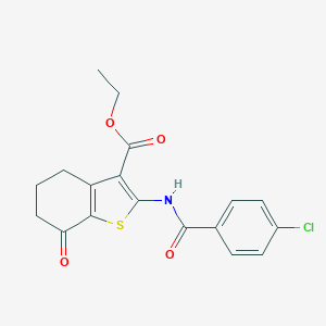 molecular formula C18H16ClNO4S B421276 Ethyl 2-{[(4-chlorophenyl)carbonyl]amino}-7-oxo-4,5,6,7-tetrahydro-1-benzothiophene-3-carboxylate CAS No. 299962-45-1
