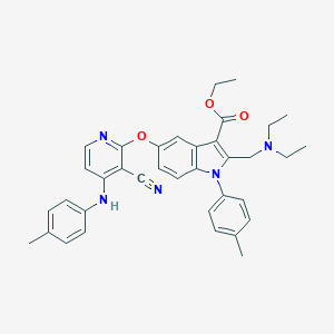 molecular formula C36H37N5O3 B421279 1-(4-Methylphenyl)-2-[(diethylamino)methyl]-5-[3-cyano-4-[(4-methylphenyl)amino]pyridin-2-yloxy]-1H-indole-3-carboxylic acid ethyl ester 