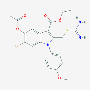 molecular formula C22H22BrN3O5S B421280 ethyl 5-(acetyloxy)-6-bromo-2-[(carbamimidoylsulfanyl)methyl]-1-(4-methoxyphenyl)-1H-indole-3-carboxylate 