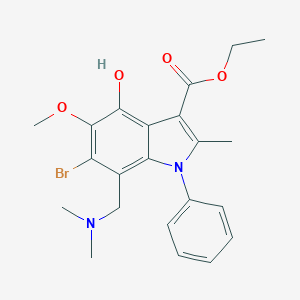 ethyl 6-bromo-7-[(dimethylamino)methyl]-4-hydroxy-5-methoxy-2-methyl-1-phenyl-1H-indole-3-carboxylate