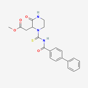 methyl (1-{[(4-biphenylylcarbonyl)amino]carbonothioyl}-3-oxo-2-piperazinyl)acetate