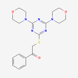 molecular formula C19H23N5O3S B4212920 2-{[4,6-Di(morpholin-4-yl)-1,3,5-triazin-2-yl]sulfanyl}-1-phenylethanone 