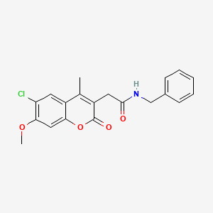 molecular formula C20H18ClNO4 B4212928 N-benzyl-2-(6-chloro-7-methoxy-4-methyl-2-oxo-2H-chromen-3-yl)acetamide 