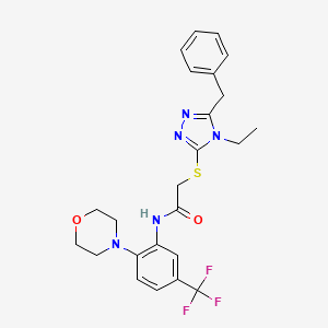 2-[(5-benzyl-4-ethyl-4H-1,2,4-triazol-3-yl)thio]-N-[2-(4-morpholinyl)-5-(trifluoromethyl)phenyl]acetamide